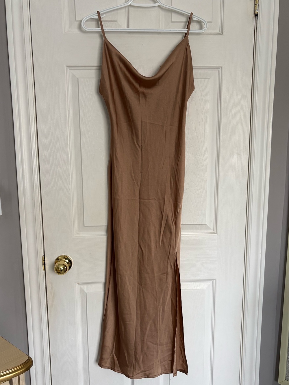 Vintage Satin Cowl Neck Midi Dress